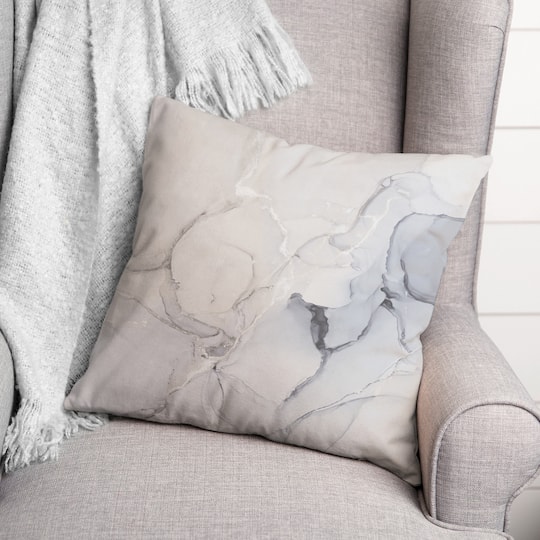 Inky Marble Throw Pillow